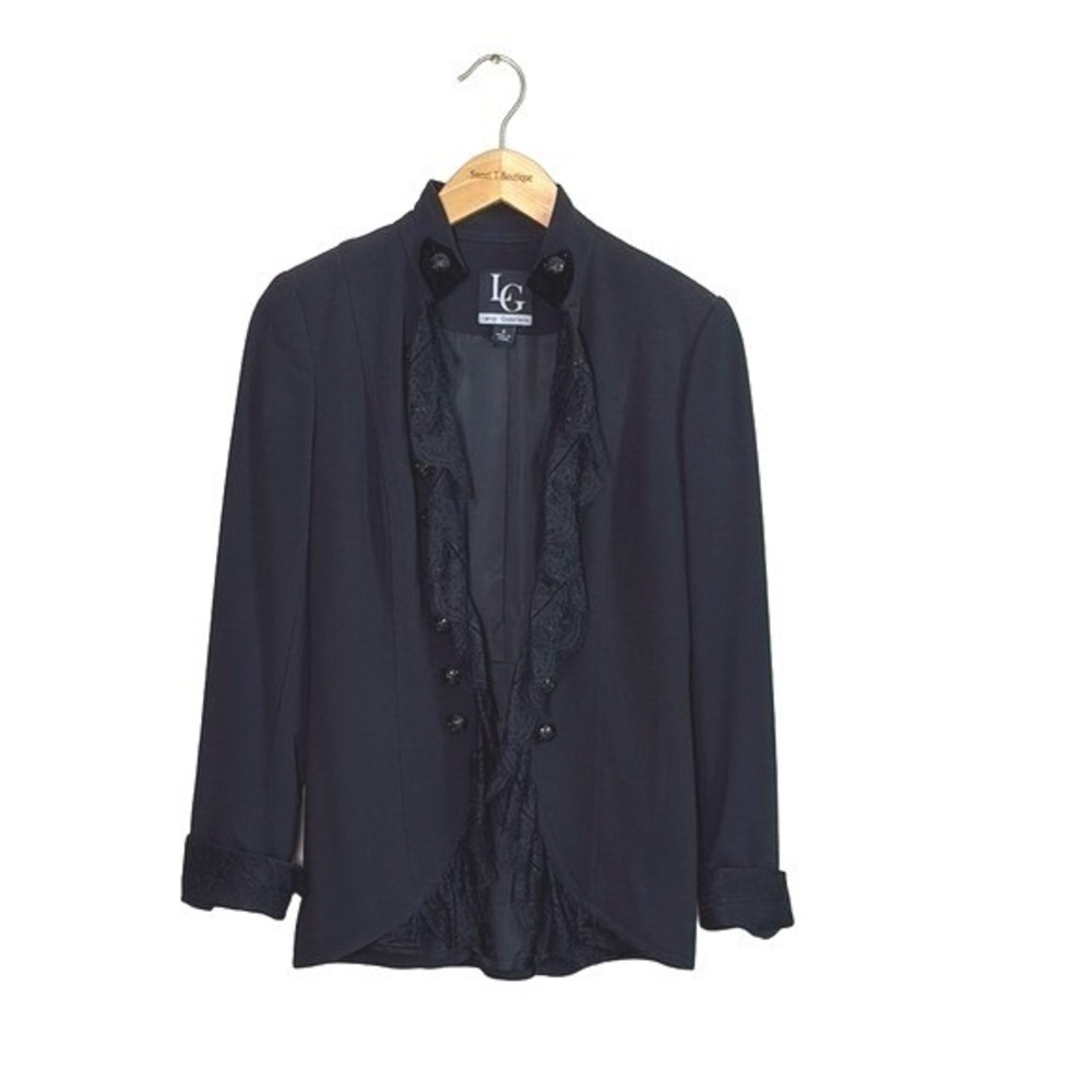LG LENA GABRIELLE Women Size 2 Black Open Blazer Whimsigoth Dark Academia Witchy